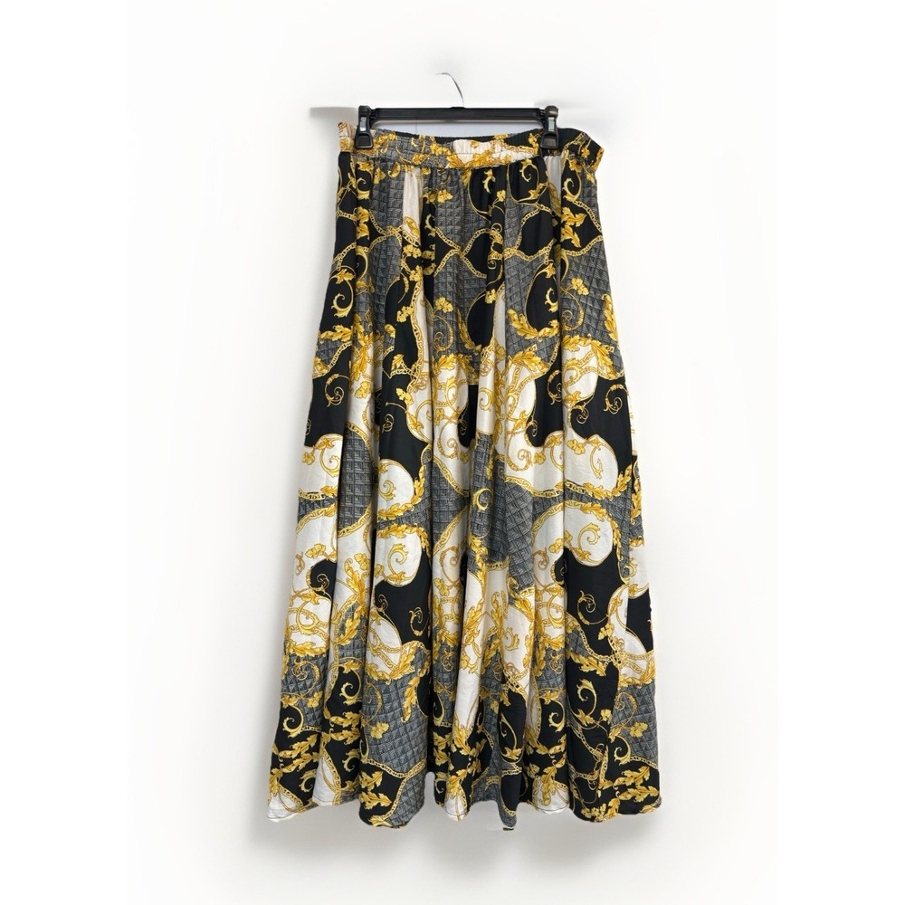 Mlle Gabrielle‎ Maxi Skirt Womens 1X  Gold Chain Baroque Summer Vacation
